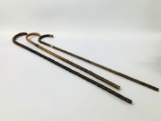 3 X VINTAGE WALKING STICKS,