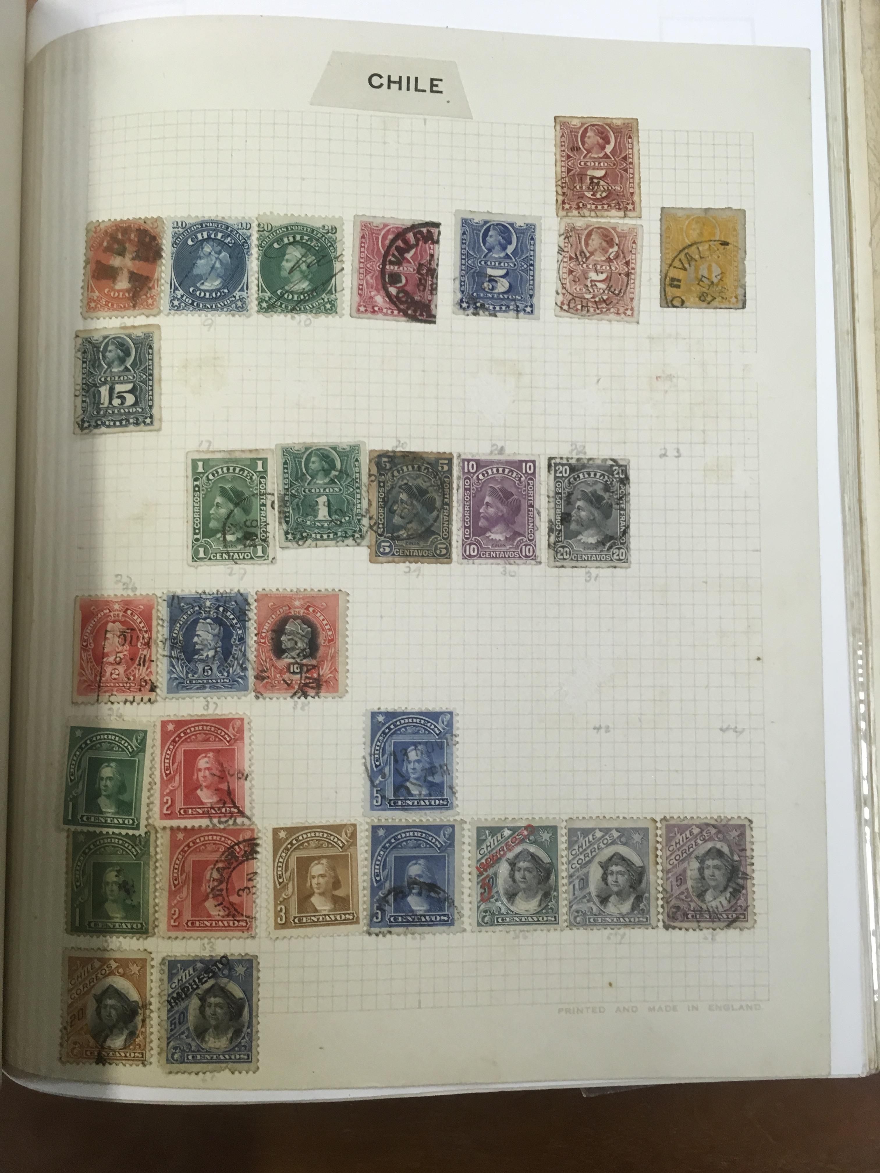 BOX WITH OLD TIME STAMP COLLECTIONS IN THREE ALBUMS AND ON LEAVES, CHINA, USA ETC. - Image 5 of 6