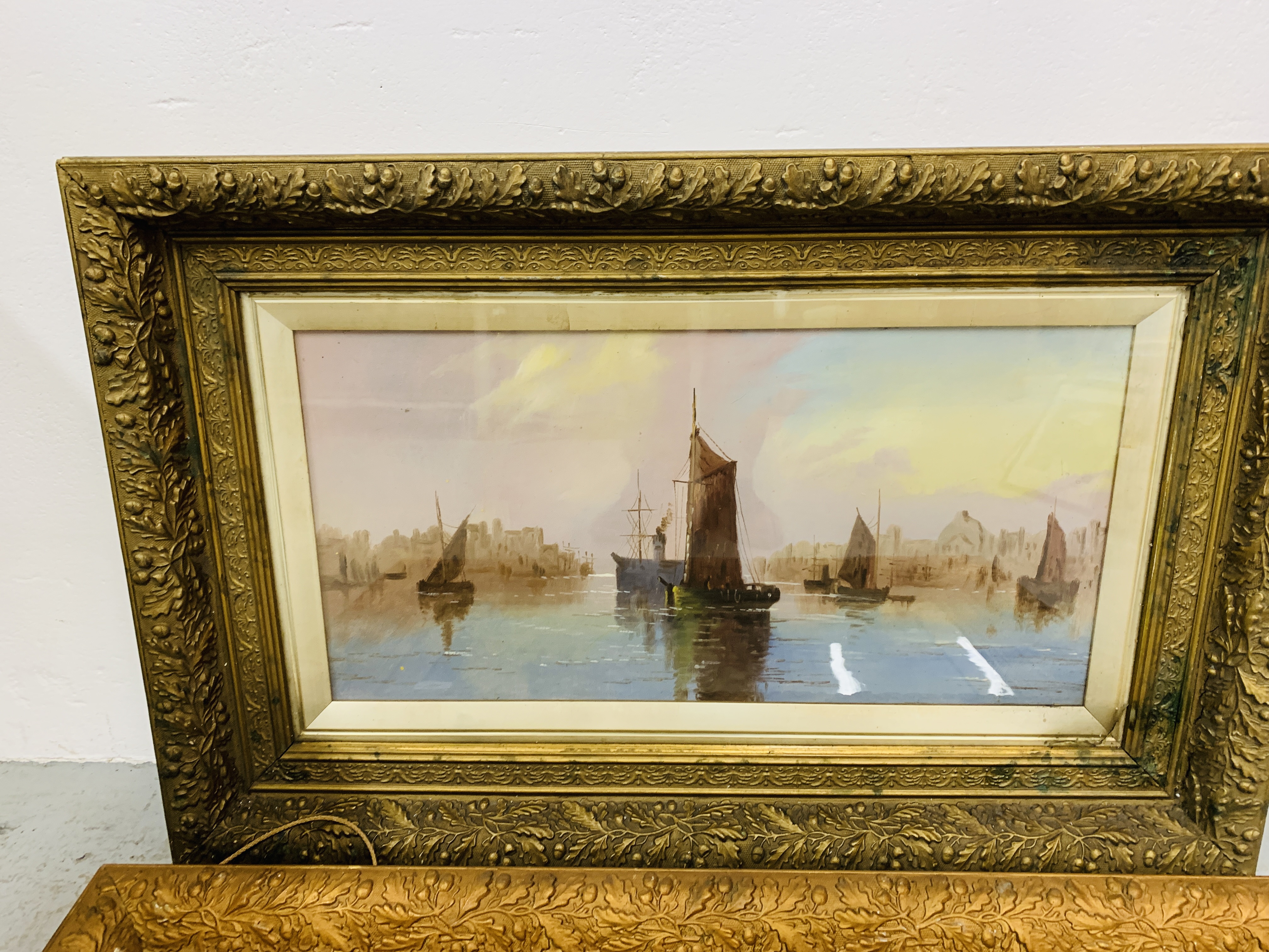 A PAIR OF GILT FRAMED OIL ON BOARD DEPICTING SAILING BOATS 59CM X 29CM. - Image 2 of 13