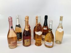 9 VARIOUS BOTTLES OF ROSE WINE TO INCLUDE SPARKLING MATEUS, 3 X SPARKLING MARTINI ETC.