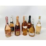 9 VARIOUS BOTTLES OF ROSE WINE TO INCLUDE SPARKLING MATEUS, 3 X SPARKLING MARTINI ETC.