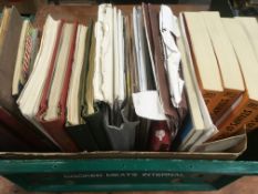 BOX OF STAMPS IN ALBUMS AND ON LEAVES, MUCH EUROPEAN WITH AUSTRIA,