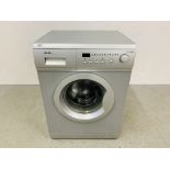 A BUSH WM-1260BS WASHING MACHINE, SILVER FINISH - SOLD AS SEEN.