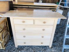 A MODERN TWO OVER THREE DRAWER BEECHWOOD CHEST.