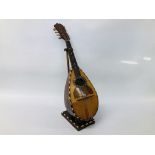 VINTAGE INLAID MANDOLIN ALFONSO GIULIANI MAKERS LABEL ALONG WITH A STAND