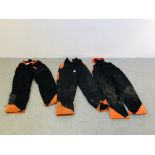 3 X PAIRS OF PORTWEST OAK CHAINSAW SAFETY TROUSERS (2 LARGE WITH BRACE,