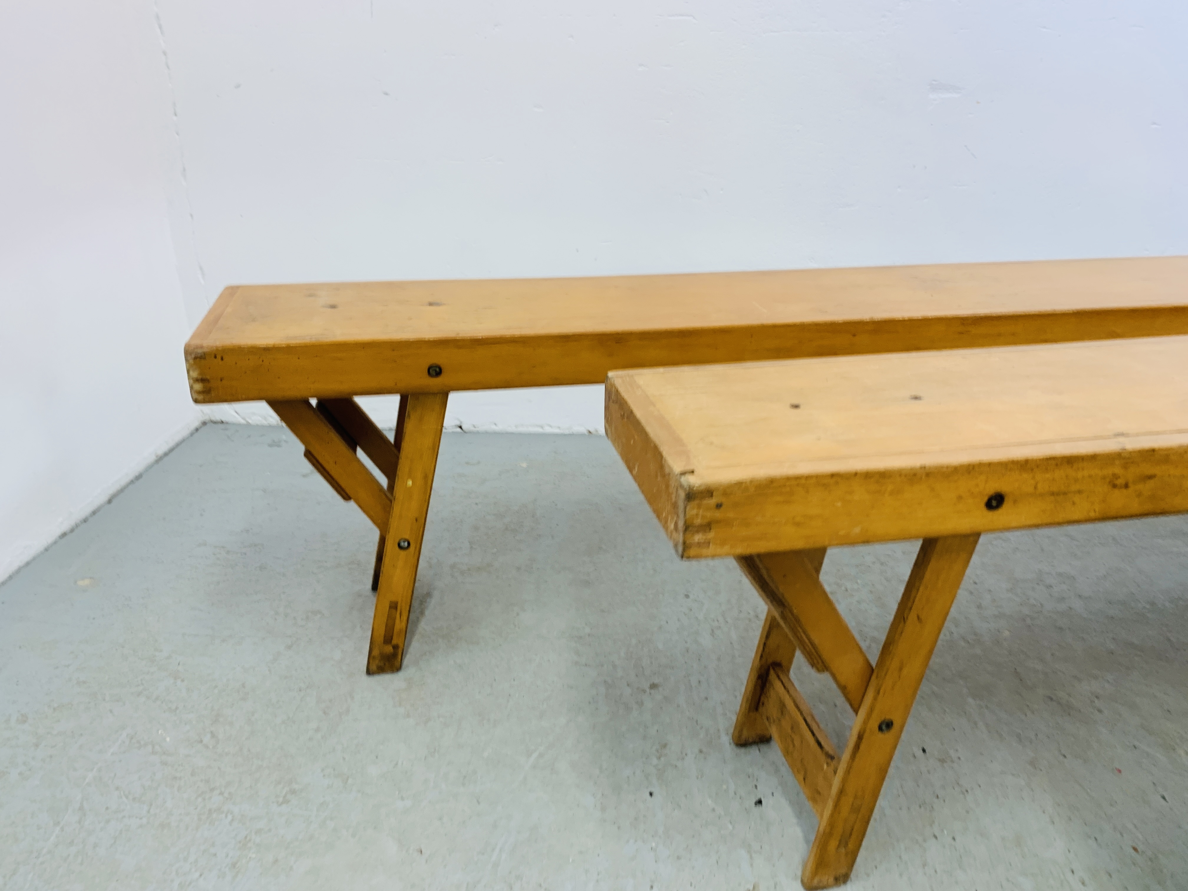 4 X GEEBRO FOLDING SCHOOL BENCHES - Image 6 of 9