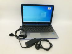 HP PAVILION MODEL 15 NOTEBOOK COMPUTER WITH CHARGER (CASE A/F) S/N SCD6012JPV - SOLD AS SEEN.