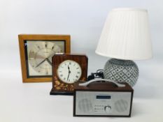 A RETRO TOSHIBA QUARTZ WALL CLOCK, MANTEL CLOCK,