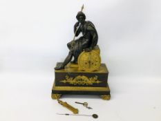 AN IMPRESSIVE C19TH FRENCH BRONZE AND GILT PENDULUM MANTEL CLOCK MOVEMENT MARKED "HEMON" SIGNED ON