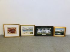 4 X VARIOUS FRAMED PICTURES TO INCLUDE OIL ON BOARD DUCKS IN FLIGHT BEARING INITIALS A.S.