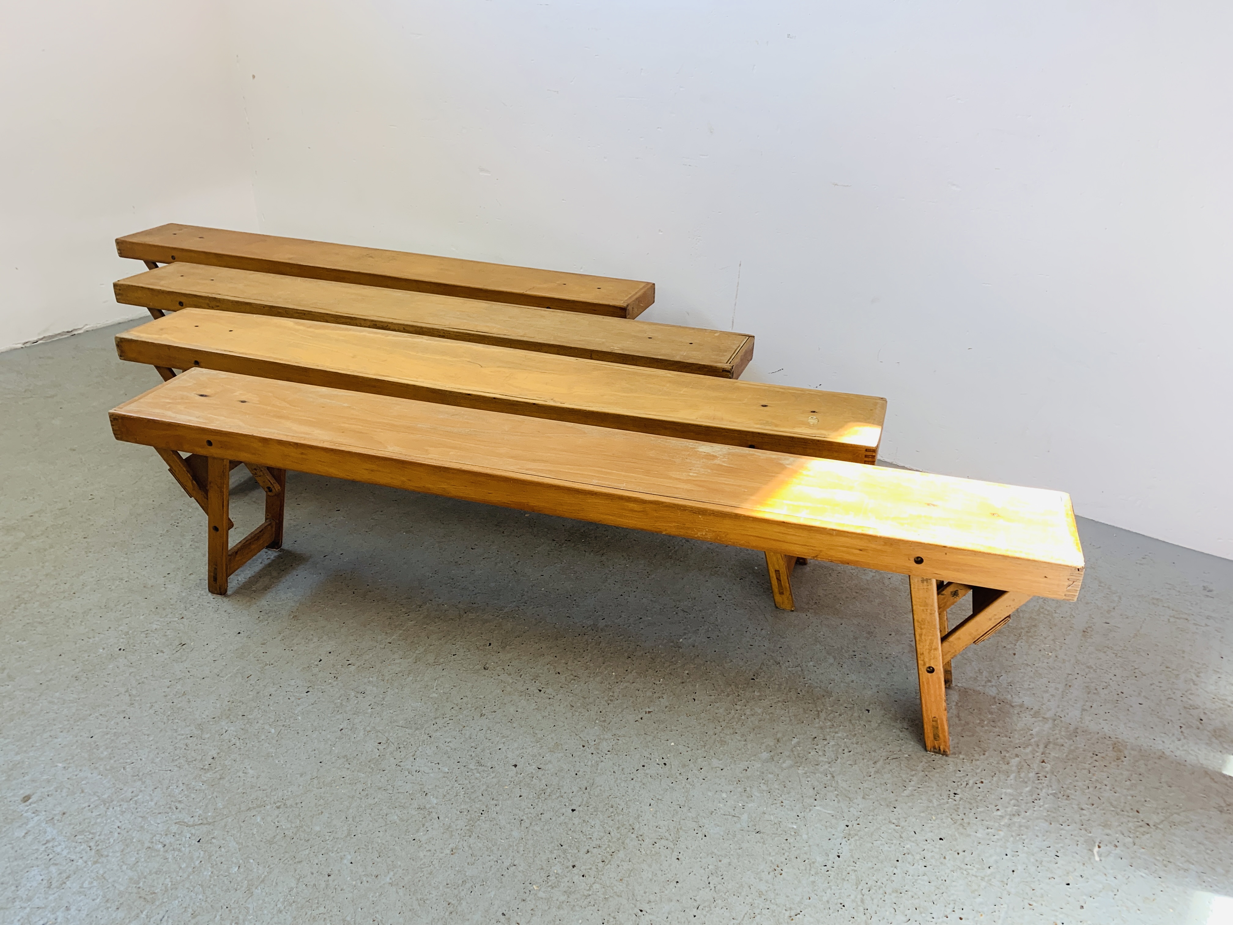 4 X GEEBRO FOLDING SCHOOL BENCHES