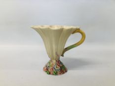 CLARICE CLIFF FLUTED FANNED JUG IN THE MY GARDEN HAND PAINTED DESIGN HEIGHT 20CM.