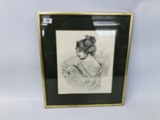 FRAMED PENCIL PORTRAIT BEARING SIGNATURE KENN ROBINSON 1994.