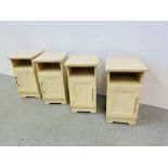 TWO PAIRS OF LIGHT BEECHWOOD EFFECT FINISH BEDSIDE CABINETS EACH W 34CM, D 40CM, H 62CM.