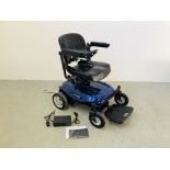 A MOBILITY PLUS QUICK SPLIT POWER WHEEL CHAIR COMPLETE WITH CHARGER, MANUAL AND TROLLEY TOWING EYE.