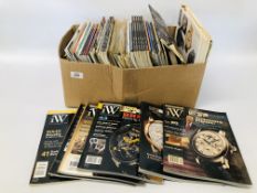 A BOX CONTAINING WATCH COLLECTING BOOKS AND MAGAZINES