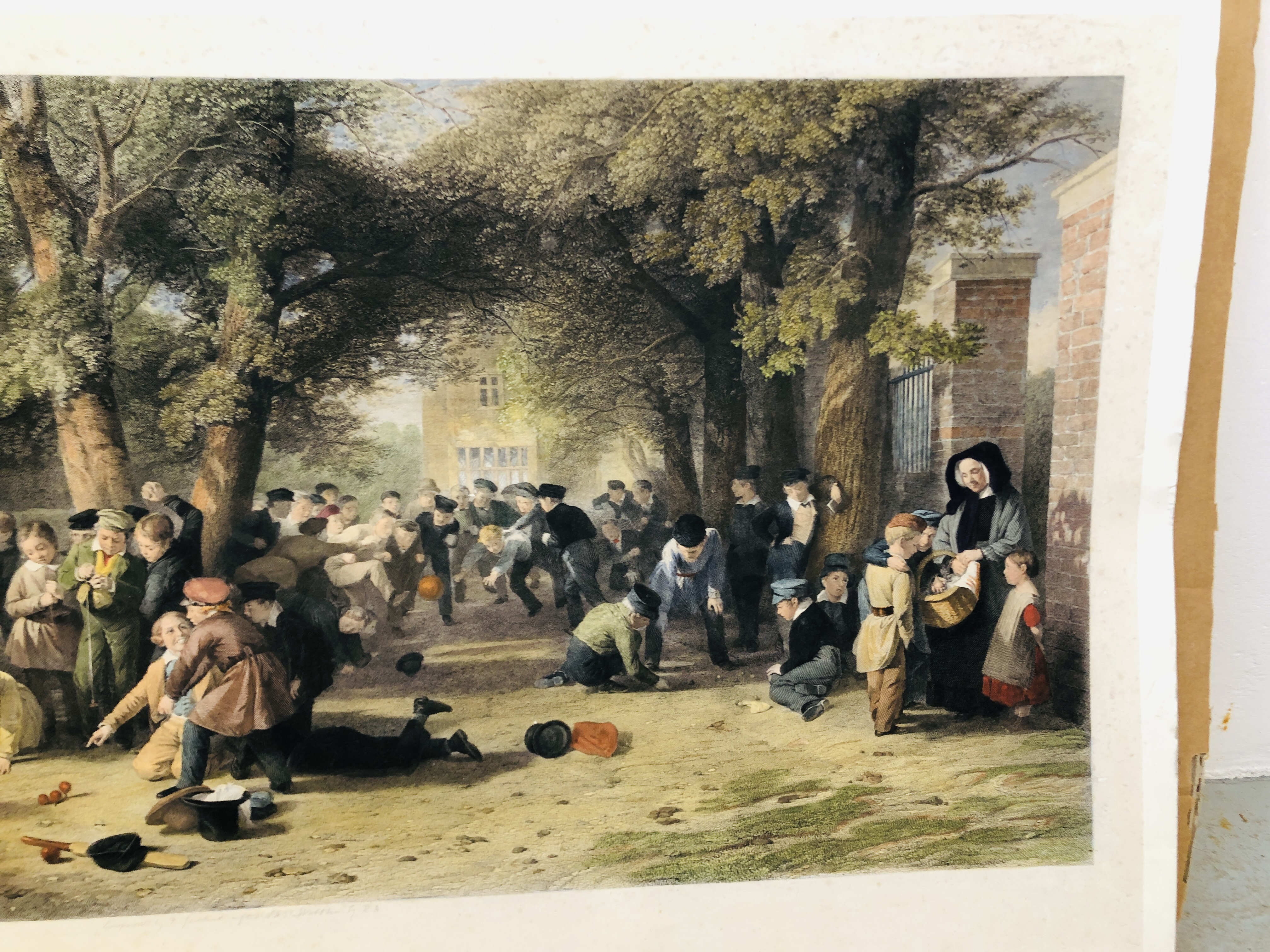COLOURED ENGRAVING "THE PLAYGROUND" UNFRAMED WIDTH 91CM. HEIGHT 46CM. - Image 3 of 6