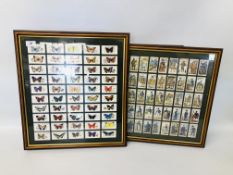 3 FRAMED JOHN PLAYER CIGARETTE CARD DISPLAYS TO INCLUDE "BUTTERFLIES", "HISTORY OF NAVAL DRESS",