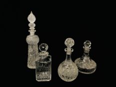 4 X IMPRESSIVE CRYSTAL GLASS DECANTERS