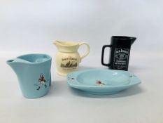 WADE REGILOR JOHNNIE WALKER WHISKY PUB ADVERTISING ASHTRAY AND WATER JUG ALONG WITH A FURTHER TWO