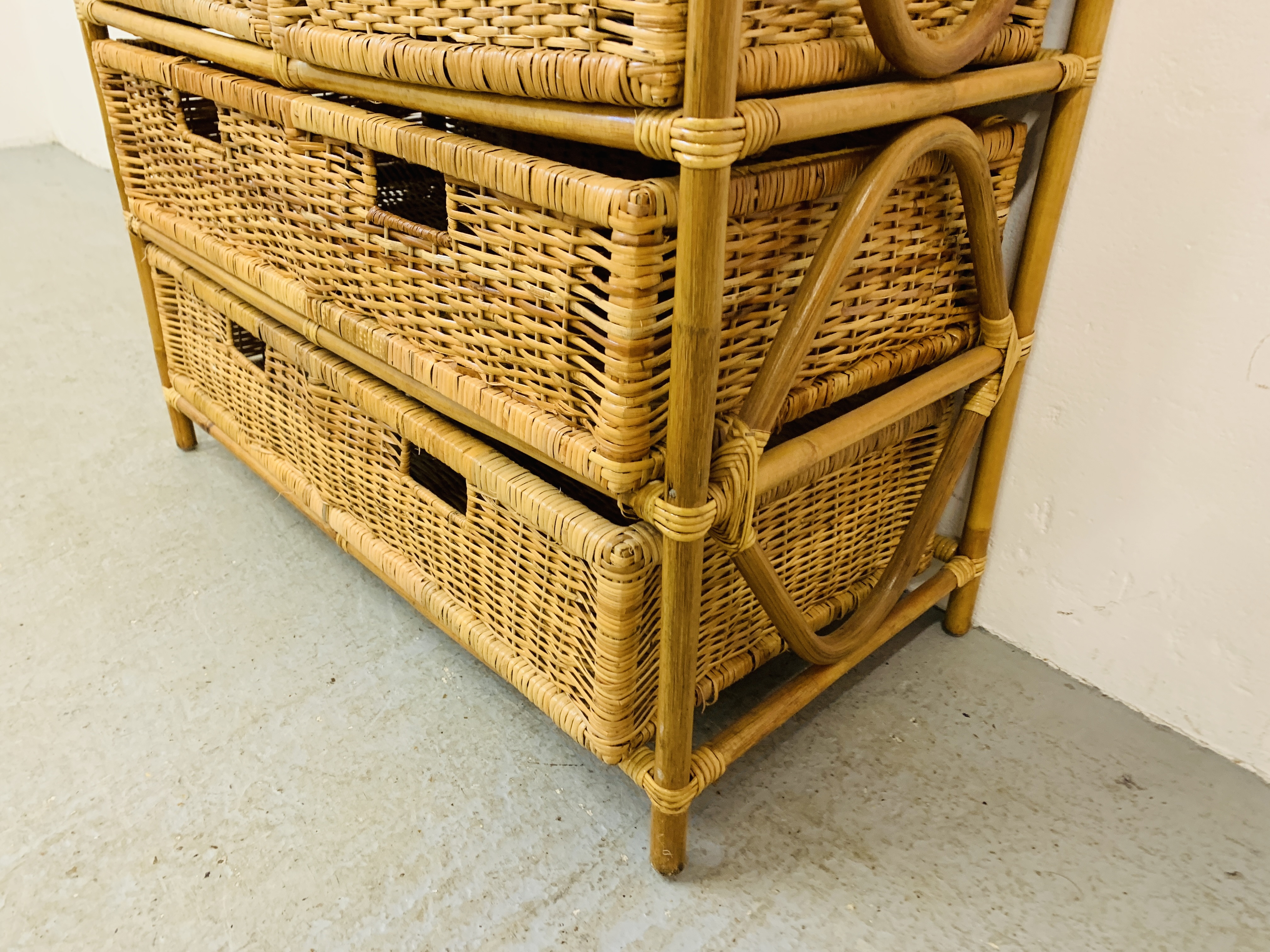 A BAMBOO TWO OVER TWO DRAWER CHEST W 81CM, D 40CM, H 79CM. - Image 4 of 8