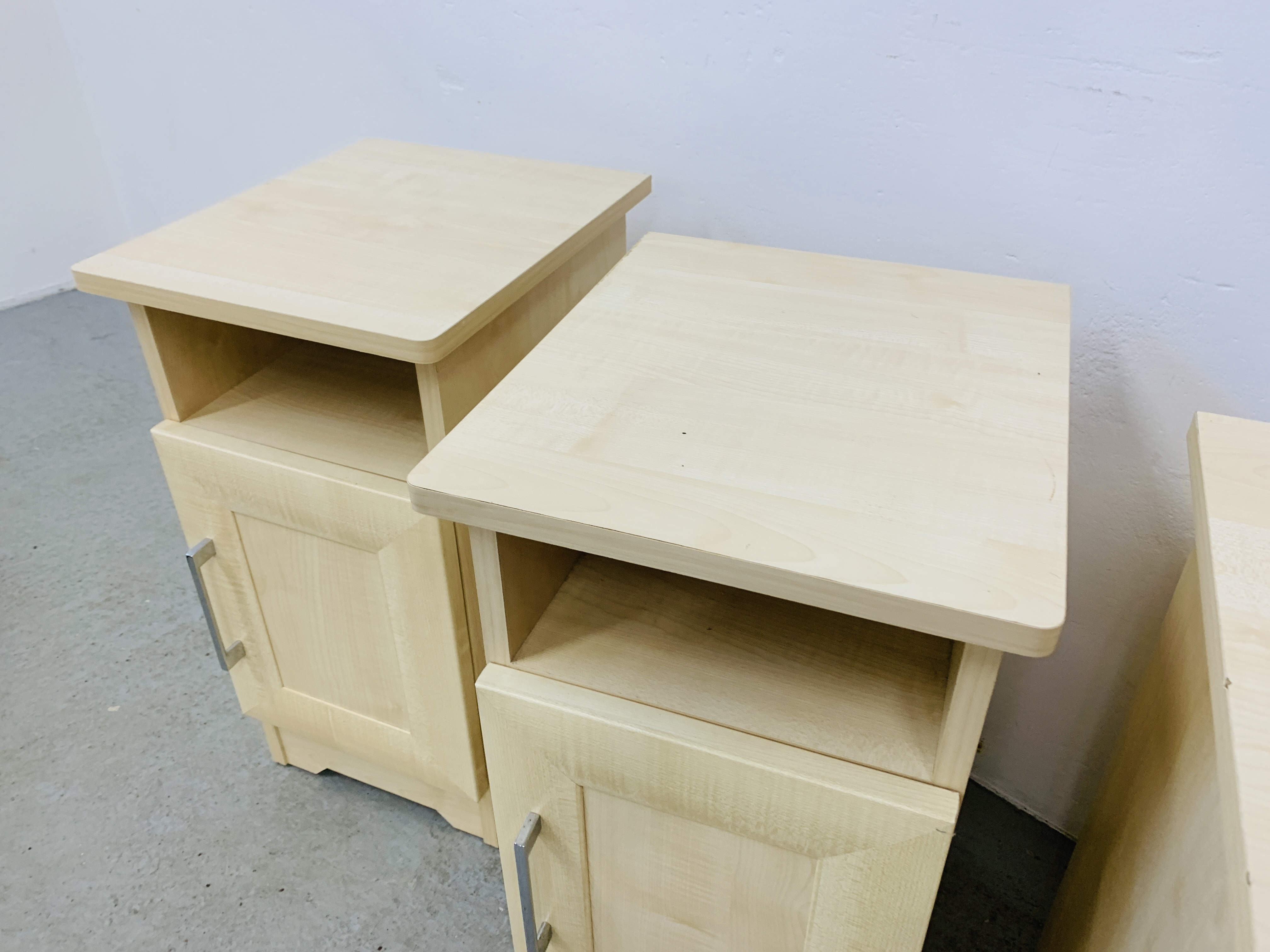 TWO PAIRS OF LIGHT BEECHWOOD EFFECT FINISH BEDSIDE CABINETS EACH W 34CM, D 40CM, H 62CM. - Image 8 of 10