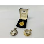A JEAN PIERRE FULL HUNTER POCKET WATCH IN PRESENTATION BOX AND TWO OTHER HALF HUNTER QUARTZ