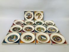 A COLLECTION OF 14 CHILDREN'S WEDGWOOD STORIES / COLLECTORS PLATES ALONG WITH BOXES.
