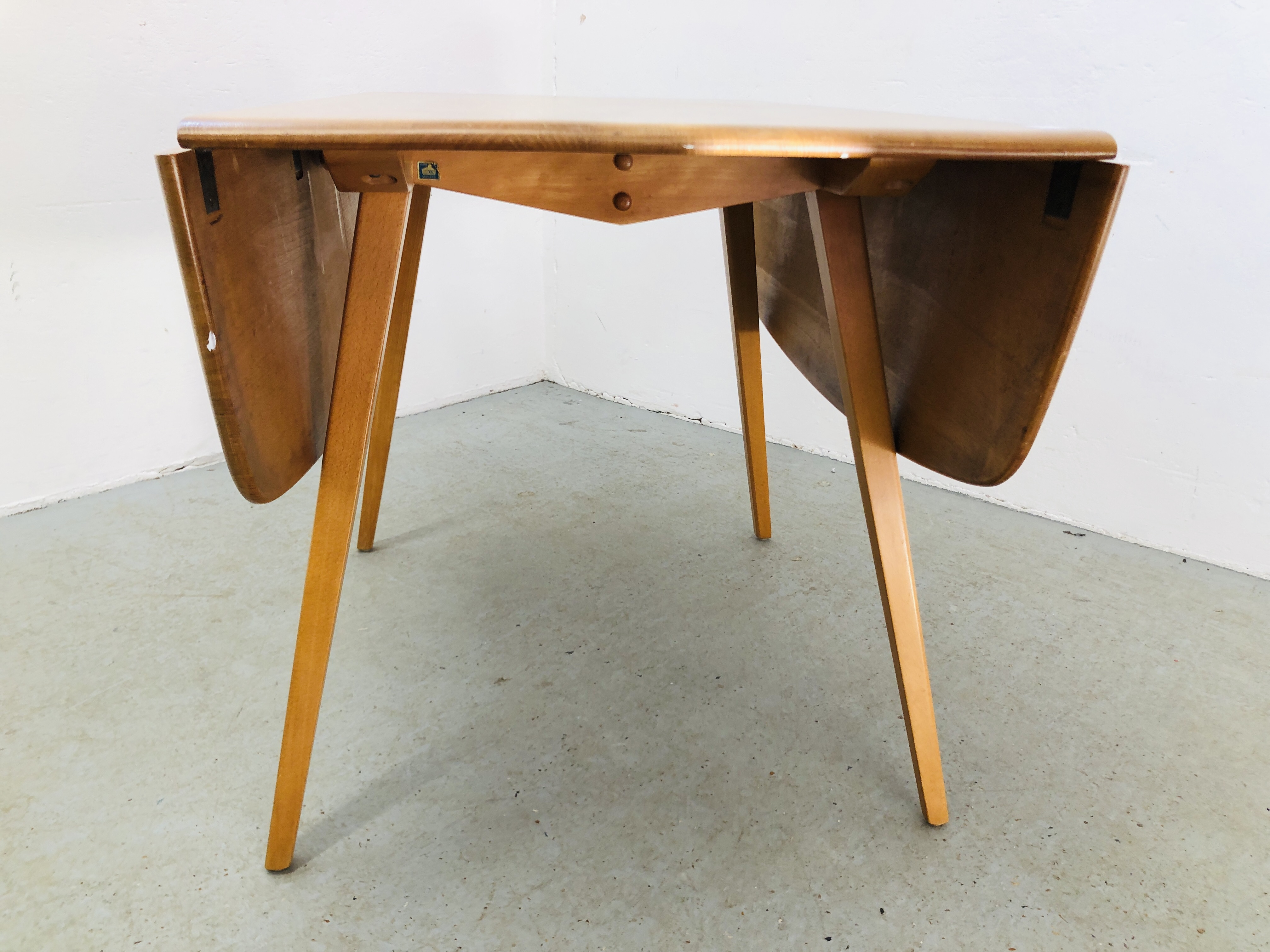 A BLONDE ERCOL DROP DINING TABLE - Image 11 of 11