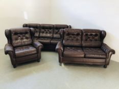 A THREE PIECE RETRO ULFERTS SWEDISH LOUNGE SUITE COMPRISING OF THREE SEATER SOFA,