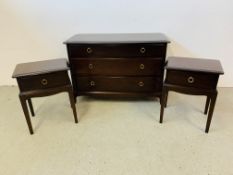 A STAG MINSTRAL THREE DRAWER CHEST WIDTH 107CM. DEPTH 46CM. HEIGHT 72CM.