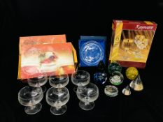 ASSORTED BOXED GLASSWARE TO INCLUDE 6 RAVENHEAD SIESTA SUNDAE DISHES X 2 ALONG WITH 8 ARTGLASS