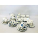 43 X PIECE HEATHCOTE BONE CHINA WILLIAMSONS BLUE TEAWARE/SET