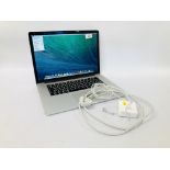 APPLE MACBOOK PRO LAPTOP COMPUTER MODEL A1398 WITH CHARGER - SOLD AS SEEN