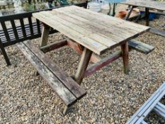 A GARDEN PICNIC BENCH LENGTH 120CM.