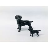 COOPERCRAFT BLACK LABRADOR ALONG WITH A SMALLER BESWICK EXAMPLE