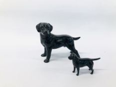 COOPERCRAFT BLACK LABRADOR ALONG WITH A SMALLER BESWICK EXAMPLE