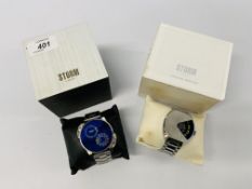 A STORM DUO DISC LAZER BLUE GENTS BRACELET WATCH WITH BOX AND STORM VADAR SPECIAL EDITION GENTS