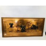 RETRO FRAMED 3D ELEPHANT PICTURE ON COPPERED PANEL