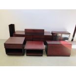 A SCANDINAVIAN STYLE MODULAR DARK MAHOGANY FINISH WALL UNIT,