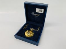 A RAPPORT HALF HUNTER POCKET WATCH IN PRESENTATION BOX