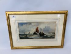 FRAMED OIL ON CANVAS "SEASCAPE" BEARING SIGNATURE W.F. RENDY WIDTH 41CM. HEIGHT 19CM.