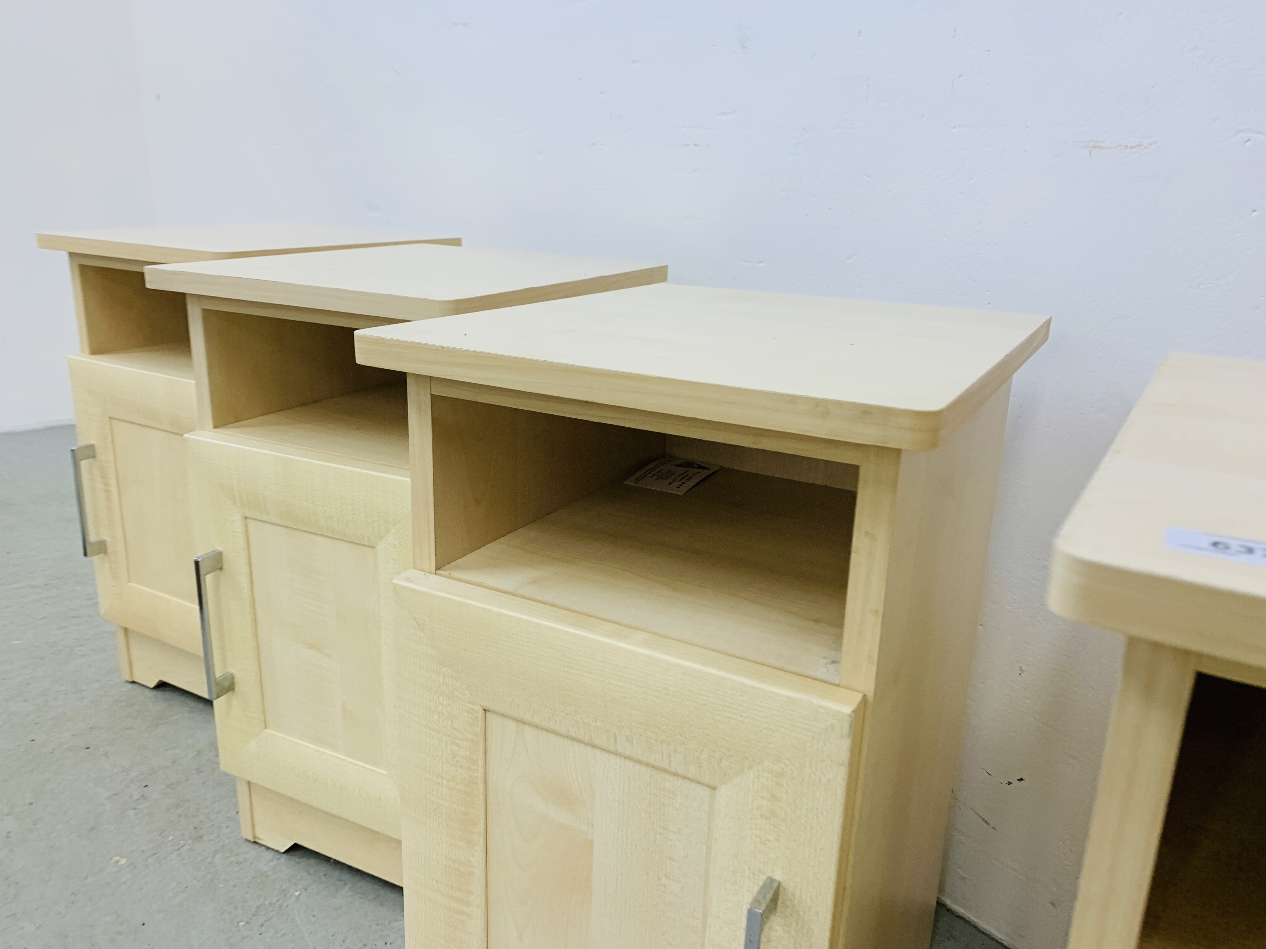 TWO PAIRS OF LIGHT BEECHWOOD EFFECT FINISH BEDSIDE CABINETS EACH W 34CM, D 40CM, H 62CM. - Image 6 of 10