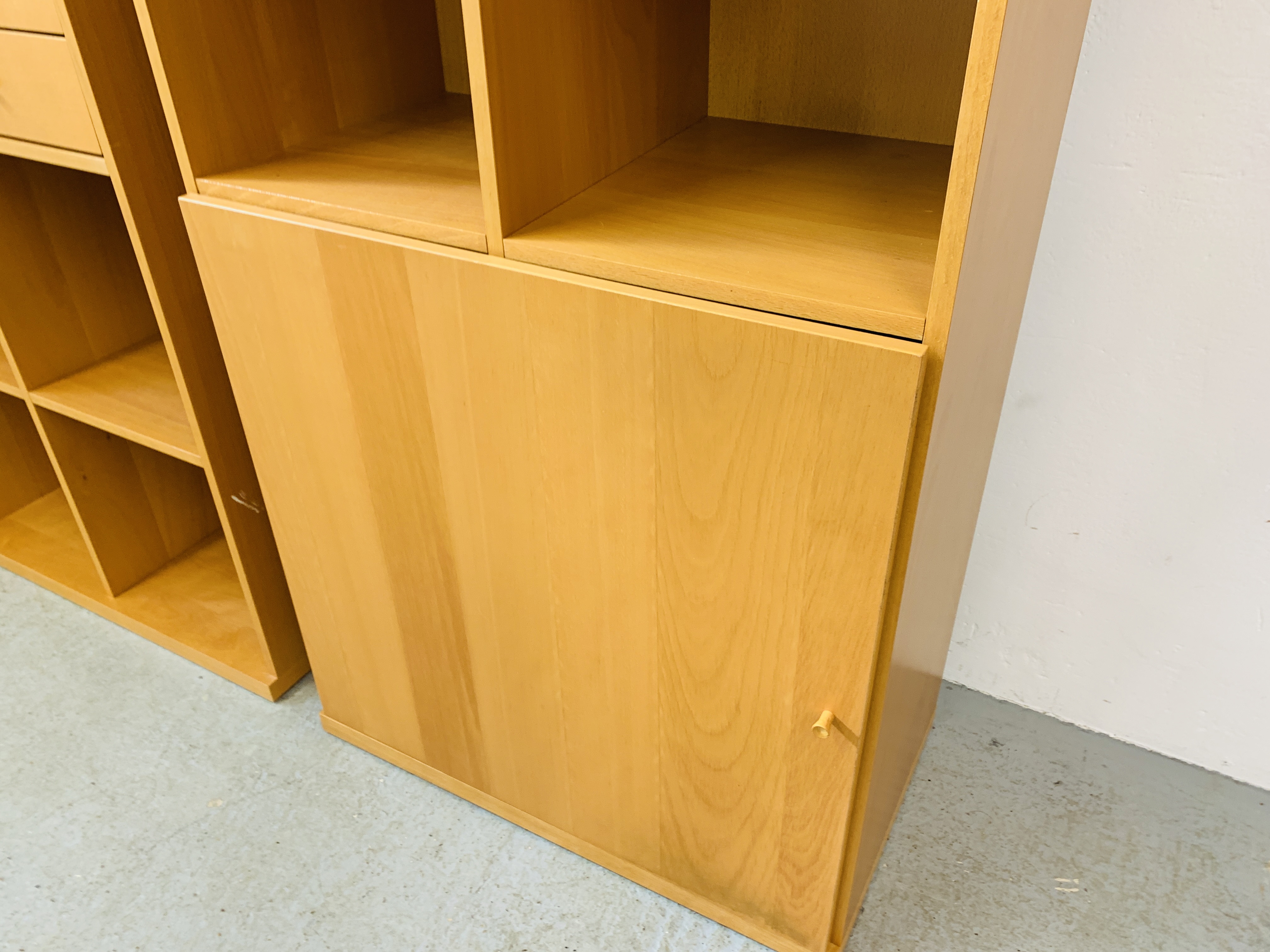 TWO MODERN BEECHWOOD FINISH HOME STORAGE UNITS EACH WIDTH 72CM. DEPTH 42CM. HEIGHT 146CM. - Image 8 of 9