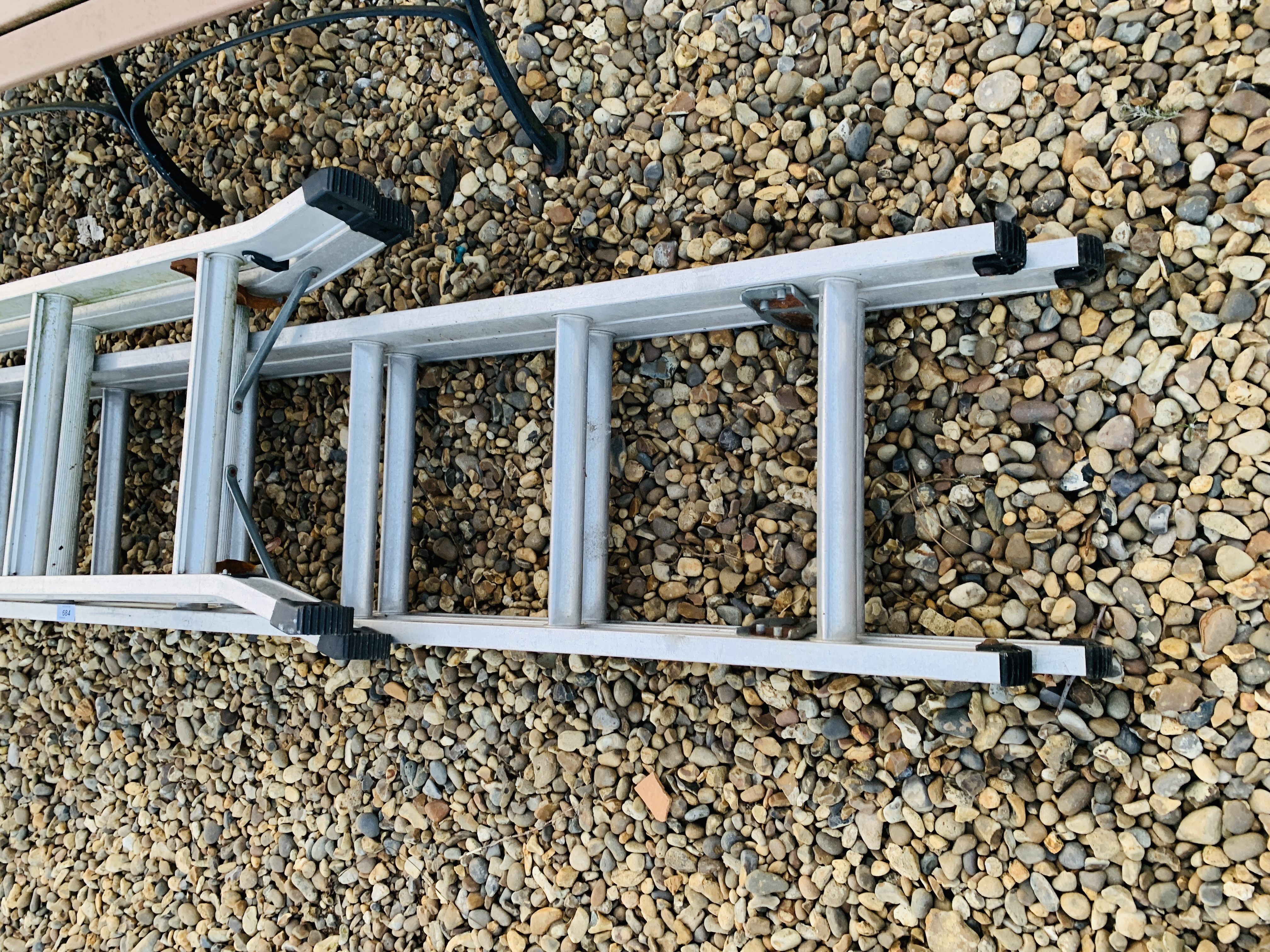 A 12 TREAD ALUMINIUM DOUBLE EXTENSION LADDER AND SET OF ABRU COMBINATION LADDER - Image 2 of 6