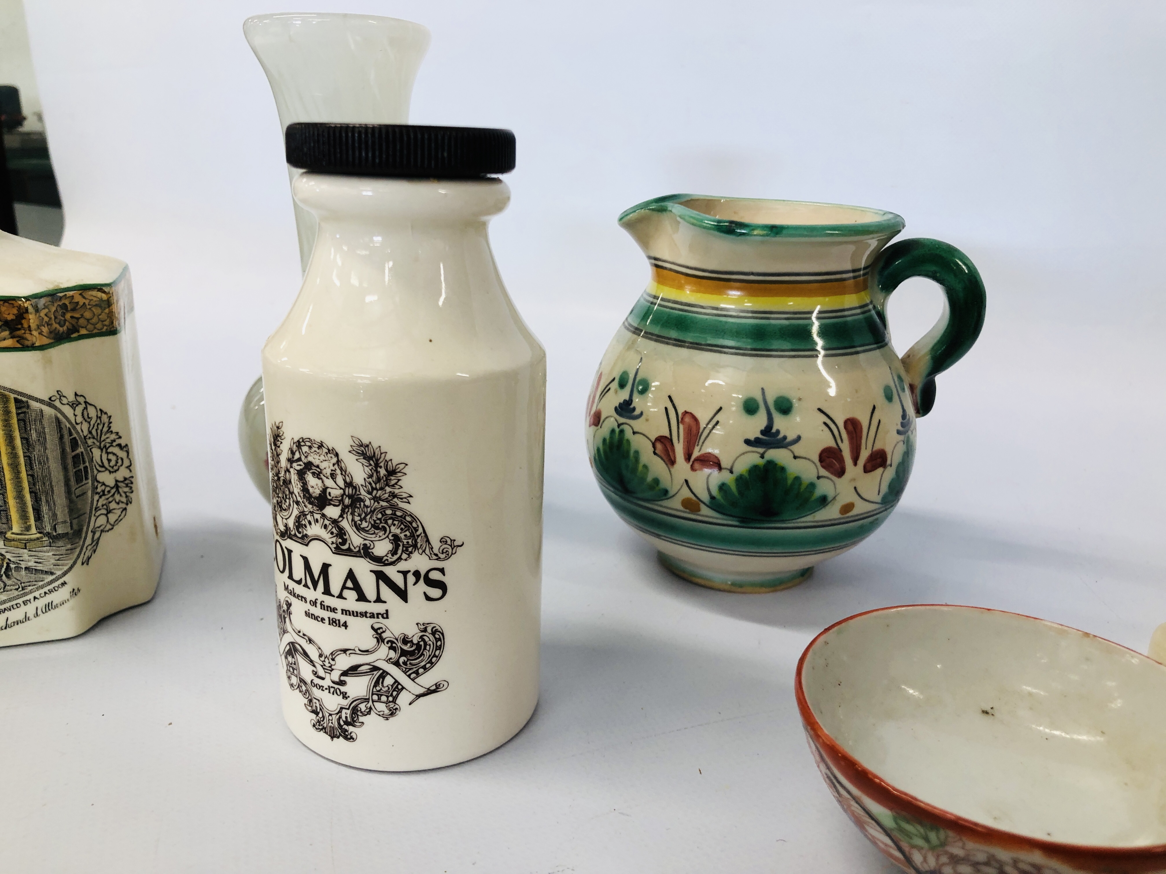 ADAMS IRONSTONE FLASK, COLMANS MUSTARD POT, MDINA ART GLASS VASE, CONTINENTAL JUG, - Bild 3 aus 7