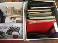 TWO BOXES MAINLY GB STAMPS IN SEVERAL ALBUMS AND LOOSE, ALSO ACCESSORIES MOUNTS,