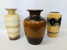 3 X LARGE W. GERMAN ART POTTERY VASES.