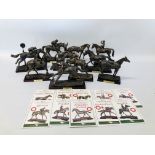 COLLECTION OF 10 ATLAS EDITIONS "THE SPORT OF KINGS" HORSE AND JOCKEY STUDIES ON WOODEN PLINTHS.